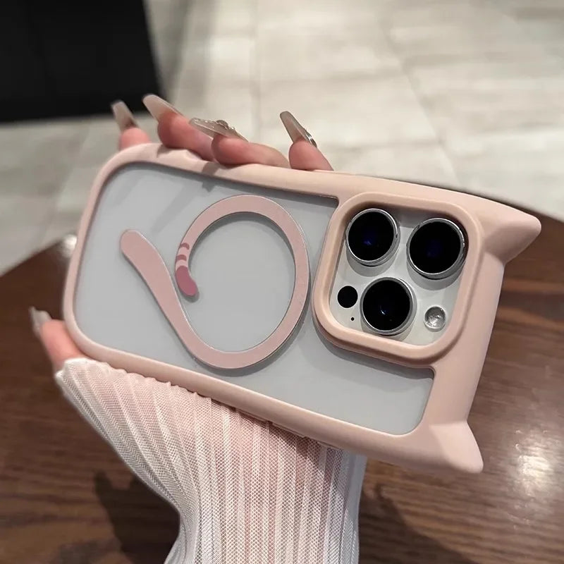 Cute Cat Ear Tail for MagSafe Case For iPhone
