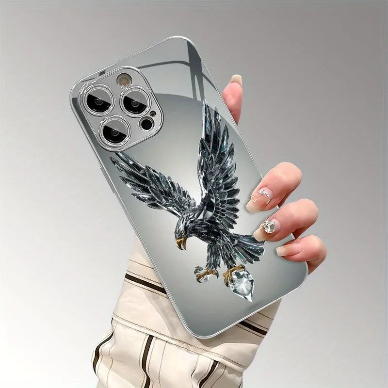 Light Luxury Crystal Eagle Pattern Glass Electroplated iPhone Case