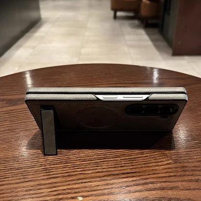 Retro Leather Hidden Tripod Phone Case For Samsung Galaxy Z Fold