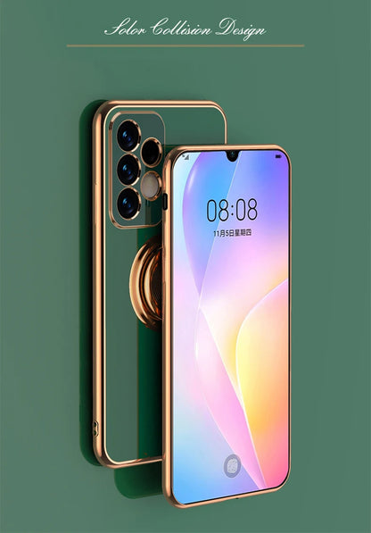 Luxury Soft Gel Galaxy Case with Plated Ring Holder