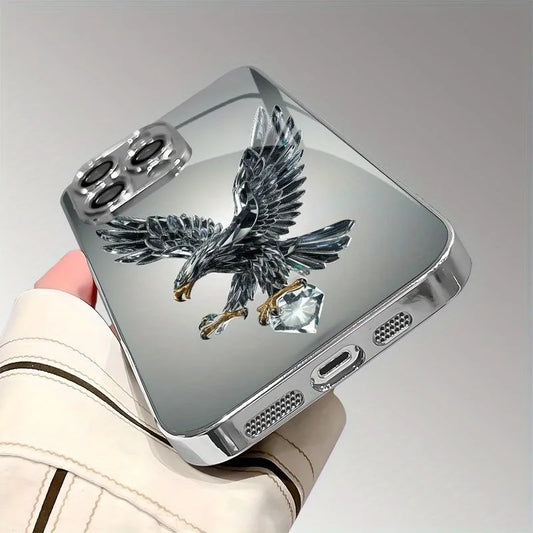 Light Luxury Crystal Eagle Pattern Glass Electroplated iPhone Case