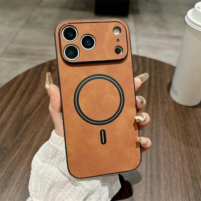 MagSafe Leather Shockproof Phone Cases For iPhone
