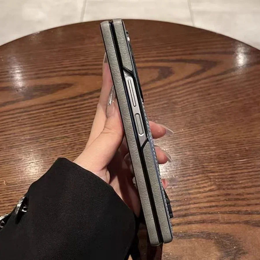 Retro Leather Hidden Tripod Phone Case For Samsung Galaxy Z Fold