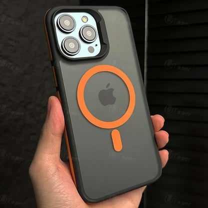 New Bicolor Matte Frosted Magnetic Phone Case For iPhone
