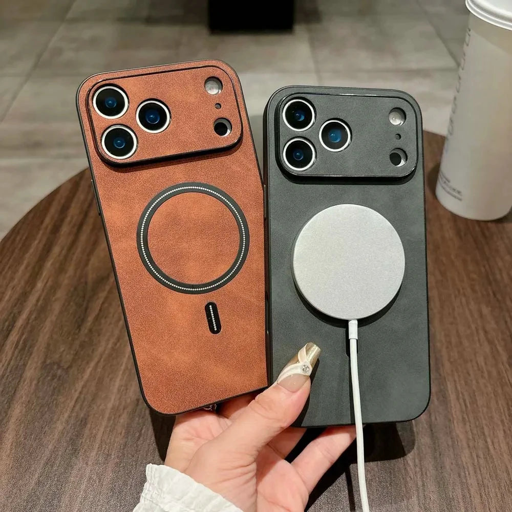 MagSafe Leather Shockproof Phone Cases For iPhone