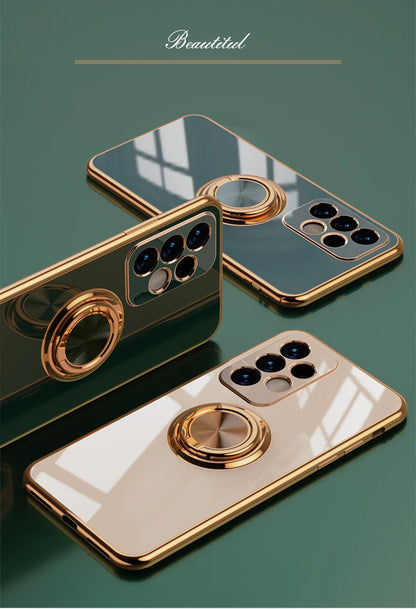 Luxury Soft Gel Galaxy Case with Plated Ring Holder