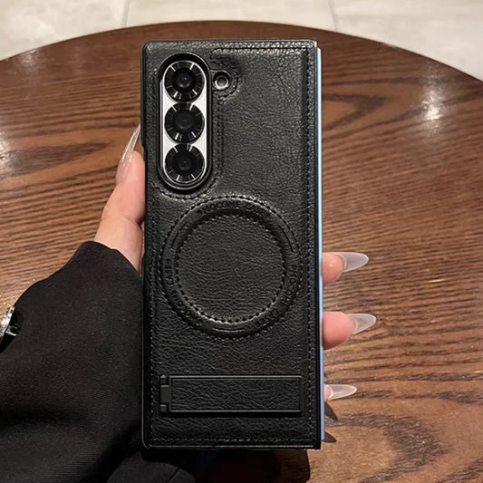 Retro Leather Hidden Tripod Phone Case For Samsung Galaxy Z Fold