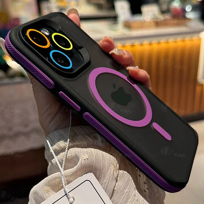 New Bicolor Matte Frosted Magnetic Phone Case For iPhone
