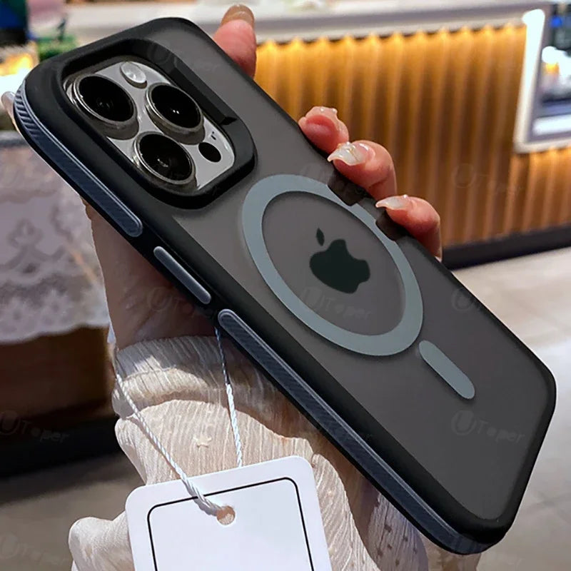 New Bicolor Matte Frosted Magnetic Phone Case For iPhone