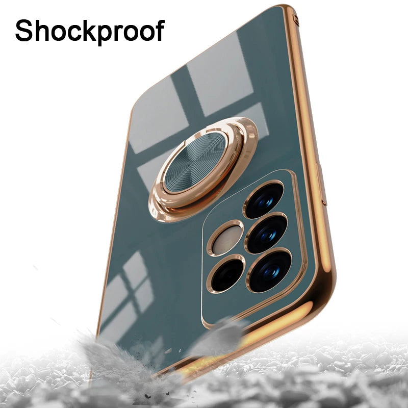 Luxury Soft Gel Galaxy Case with Plated Ring Holder