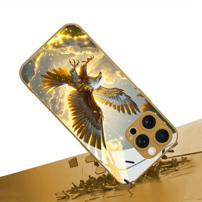 Golden Eagle Pattern Gold Metallic Paint Glass iPhone Case