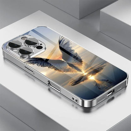 Light Luxury Crystal Eagle Pattern Glass Electroplated iPhone Case