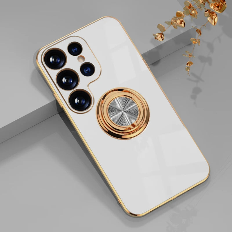 Luxury Soft Gel Galaxy Case with Plated Ring Holder