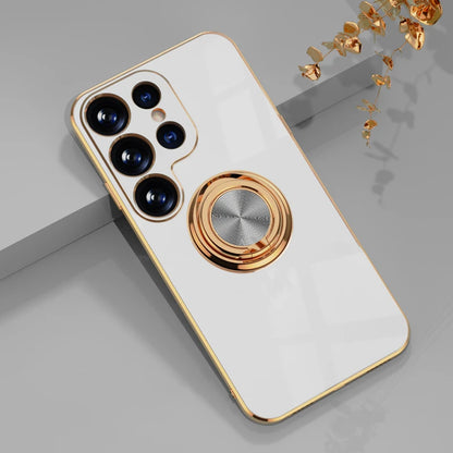 Luxury Soft Gel Galaxy Case with Plated Ring Holder