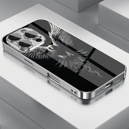 Light Luxury Crystal Eagle Pattern Glass Electroplated iPhone Case