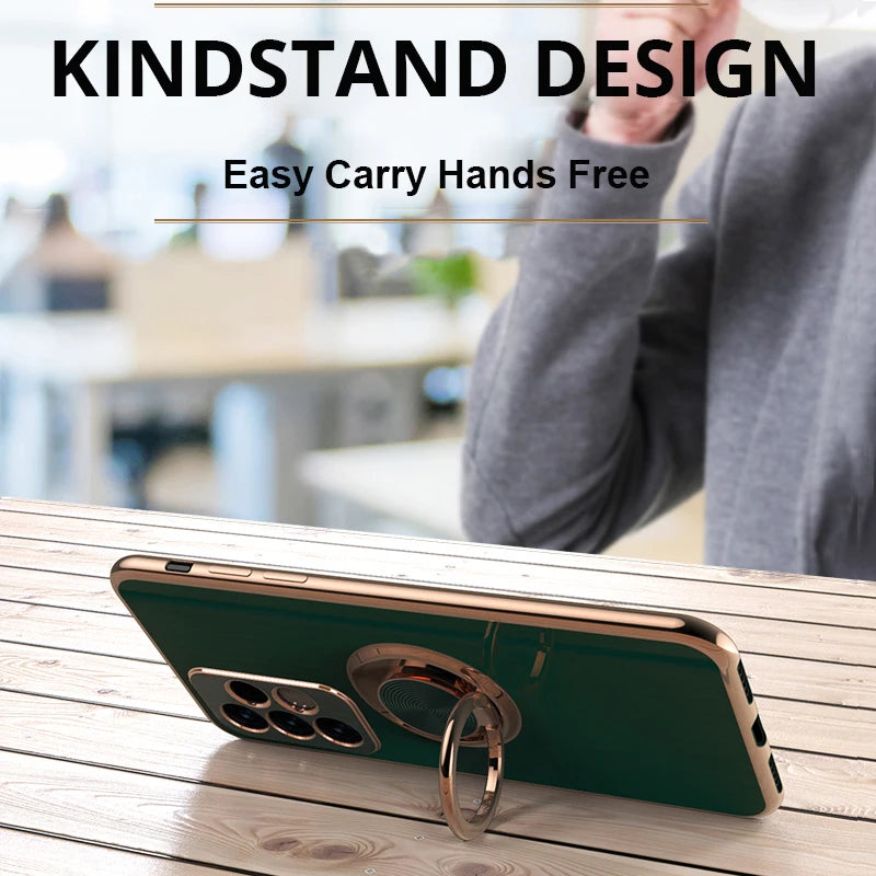 Luxury Soft Gel Galaxy Case with Plated Ring Holder