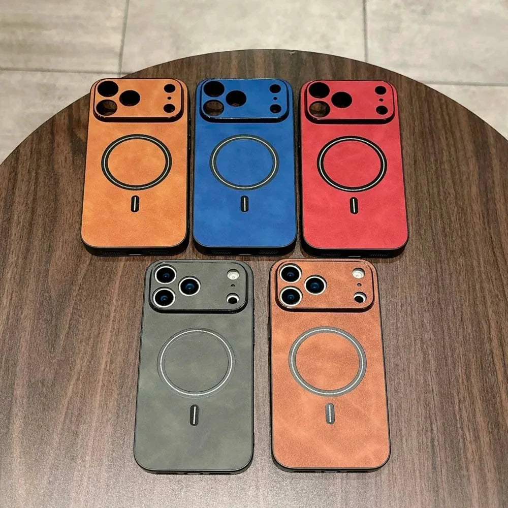 MagSafe Leather Shockproof Phone Cases For iPhone