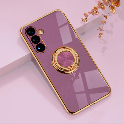 Luxury Soft Gel Galaxy Case with Plated Ring Holder