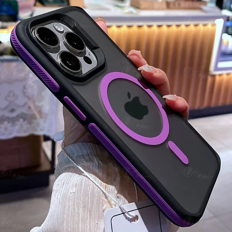New Bicolor Matte Frosted Magnetic Phone Case For iPhone