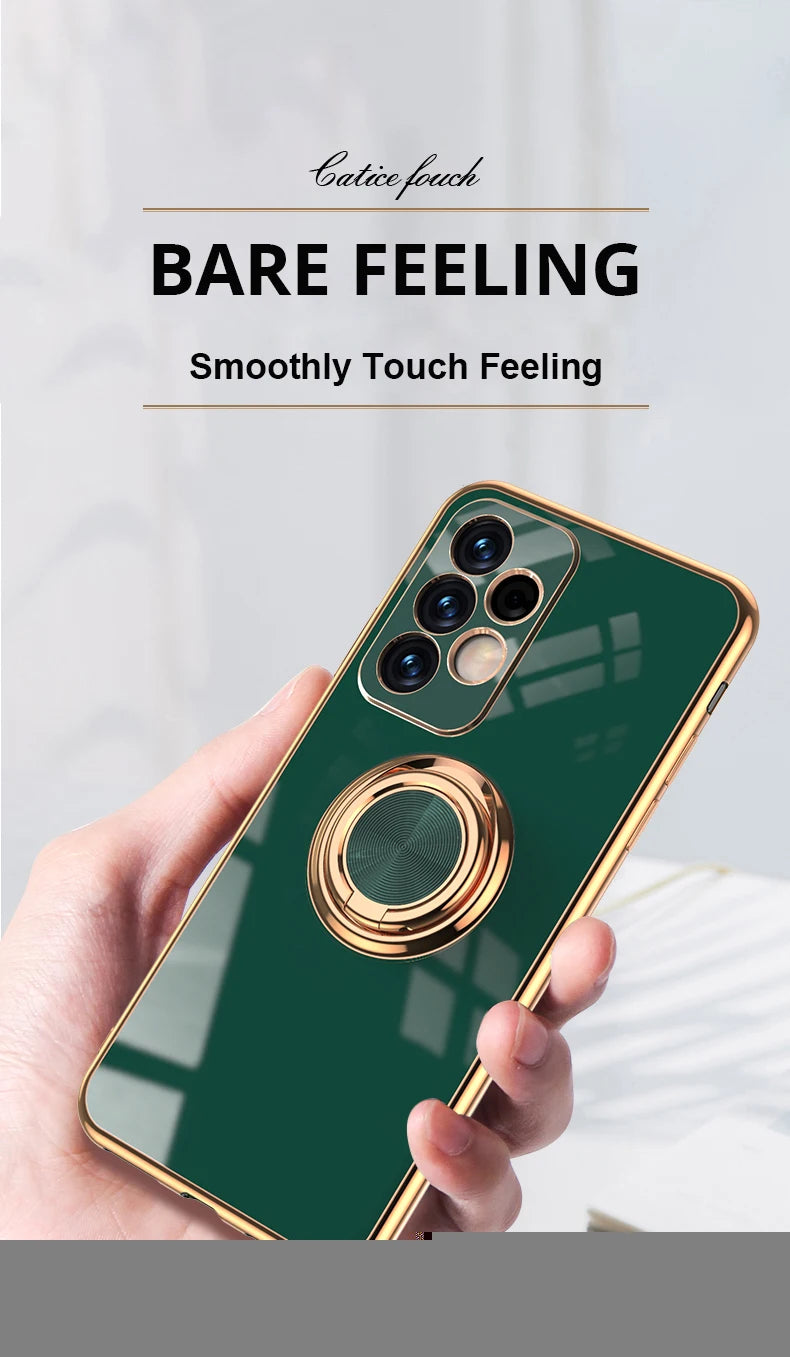 Luxury Soft Gel Galaxy Case with Plated Ring Holder